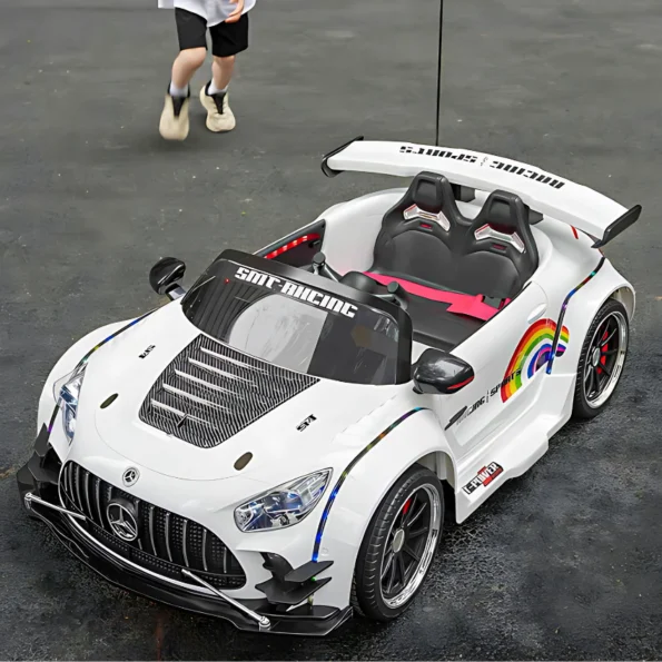 Mercedes-Benz AMG GT Sports Ride-On Car - 906 White with Kid in Qatar