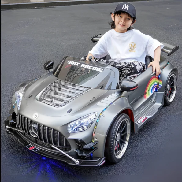 Mercedes-Benz AMG GT Sports Ride-On Car - 906 Grey with Kid in Qatar