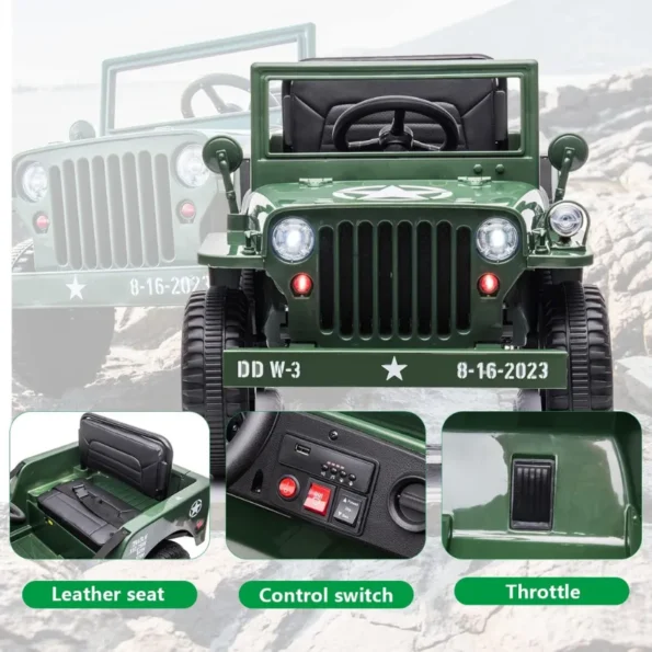 Shop Military Jeep Ride-On Car - DD-W3 in Qatar Front