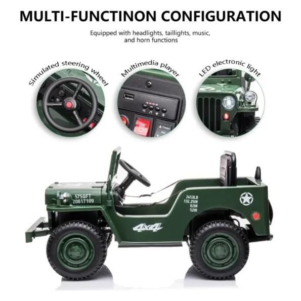 Shop Military Jeep Ride-On Car - DD-W3 in Qatar Side View