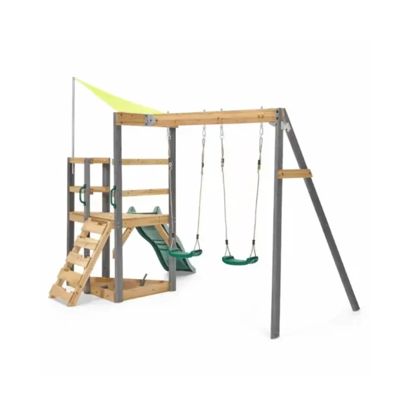 Turn your garden into an adventure zone with the Plum Barbary Wooden Play Centre—featuring a slide, swings, and sandpit. Shop now in Qatar.