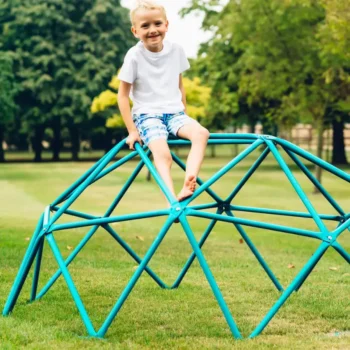 Plum Deimos Metal Dome combines durability and style with a teal climbing frame that boosts kids’ skills and supports three users—shop now in Qatar.