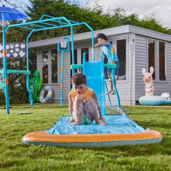 Get ready to climb, slide, and soak with the Plum Water Park Blaster Course—packed with thrilling water features for kids. Shop now in Qatar.
